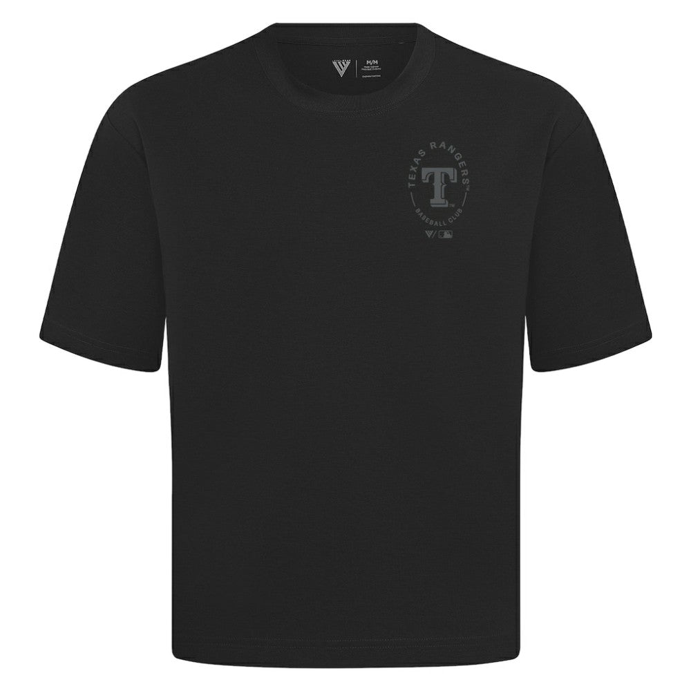 Texas Rangers Levelwear Signet Oversized Luxe Signature Knit T-Shirt - Black - MLB Online