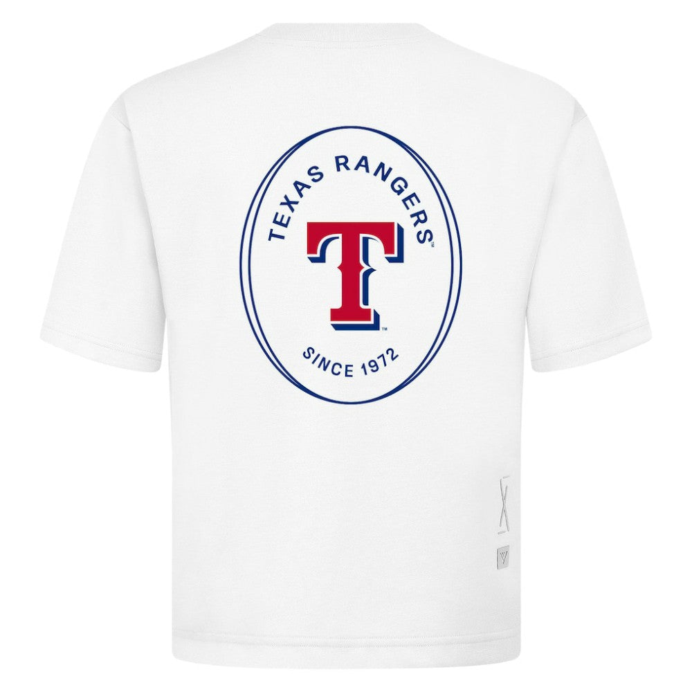 Texas Rangers Levelwear Signet Oversized Luxe Signature Knit T-Shirt - White - MLB Sale