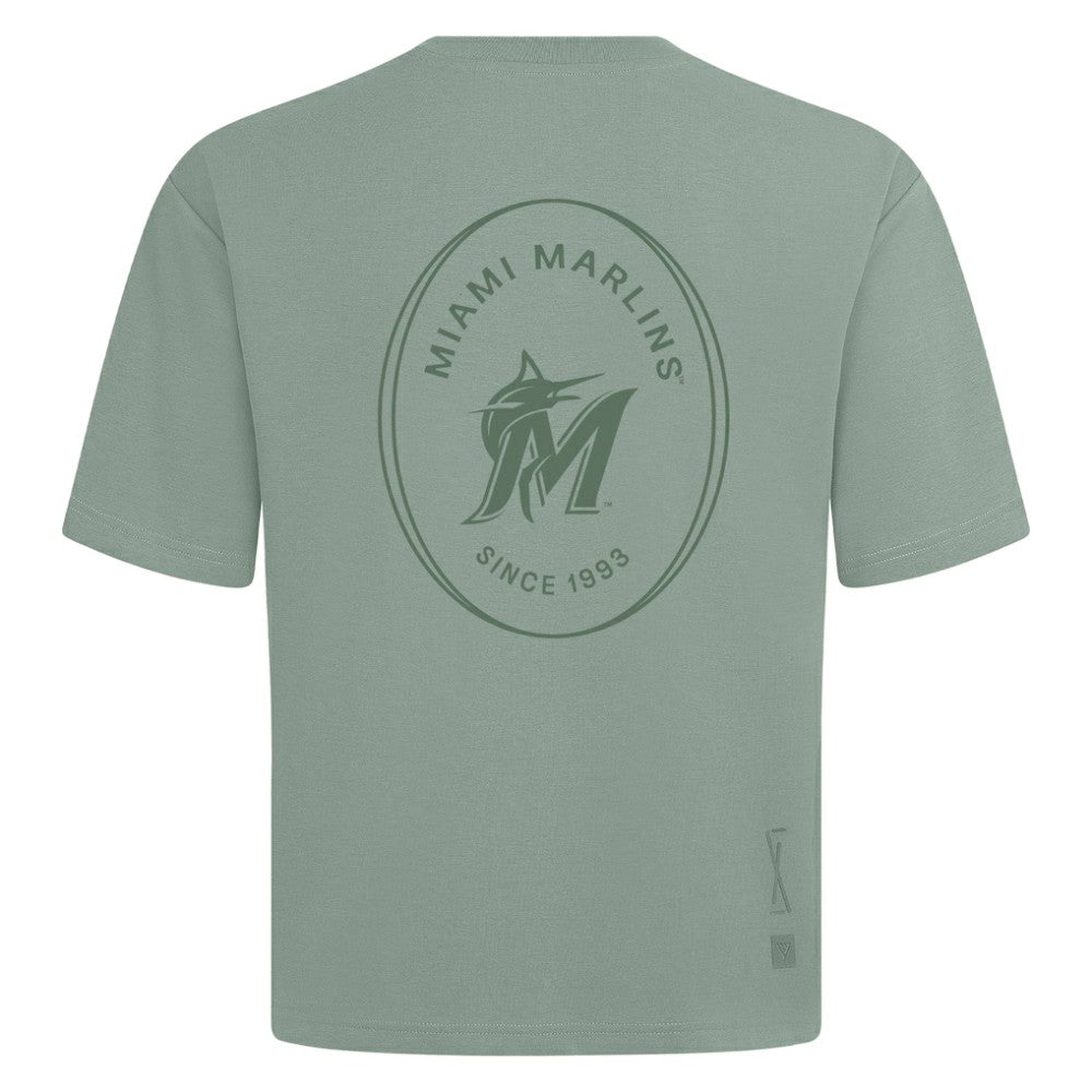 Miami Marlins Levelwear Signet Oversized Luxe Signature Knit T-Shirt - Green - MLB Lifestyle