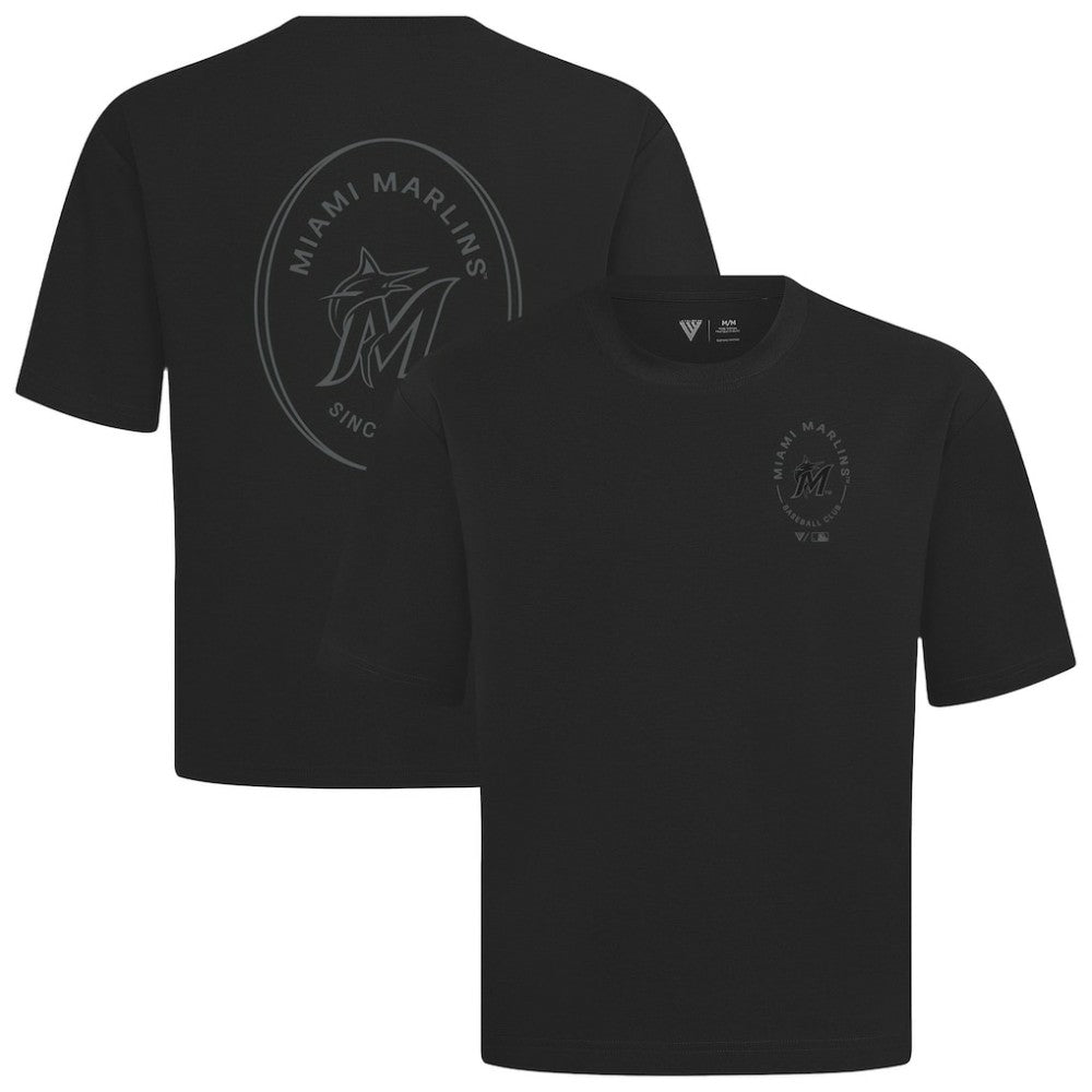 Miami Marlins Levelwear Signet Oversized Luxe Signature Knit T-Shirt - Black - MLB Online