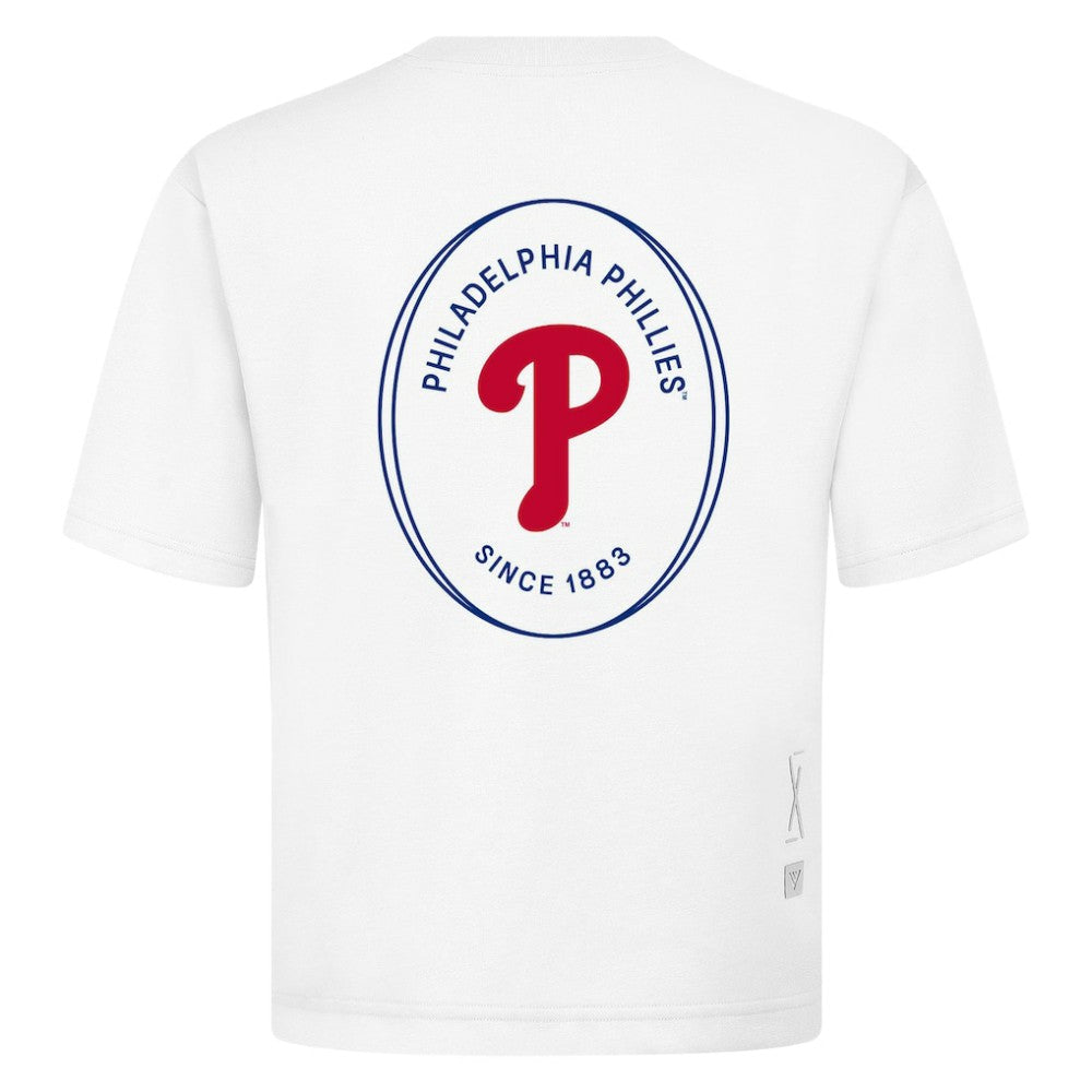 Philadelphia Phillies Levelwear Signet Oversized Luxe Signature Knit T-Shirt - White - MLB Sale