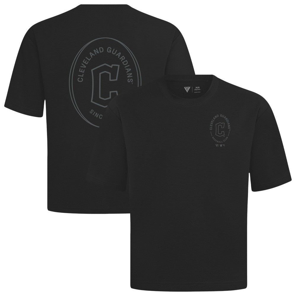 Cleveland Guardians Levelwear Signet Oversized Luxe Signature Knit T-Shirt - Black - MLB Discount