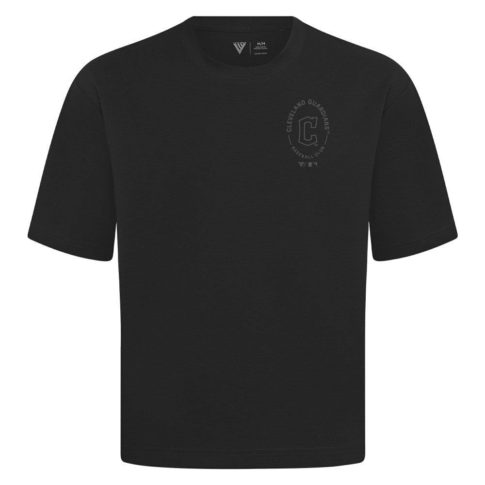 Cleveland Guardians Levelwear Signet Oversized Luxe Signature Knit T-Shirt - Black - MLB Discount