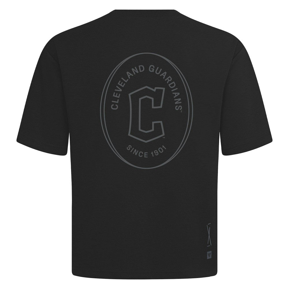 Cleveland Guardians Levelwear Signet Oversized Luxe Signature Knit T-Shirt - Black - MLB Discount