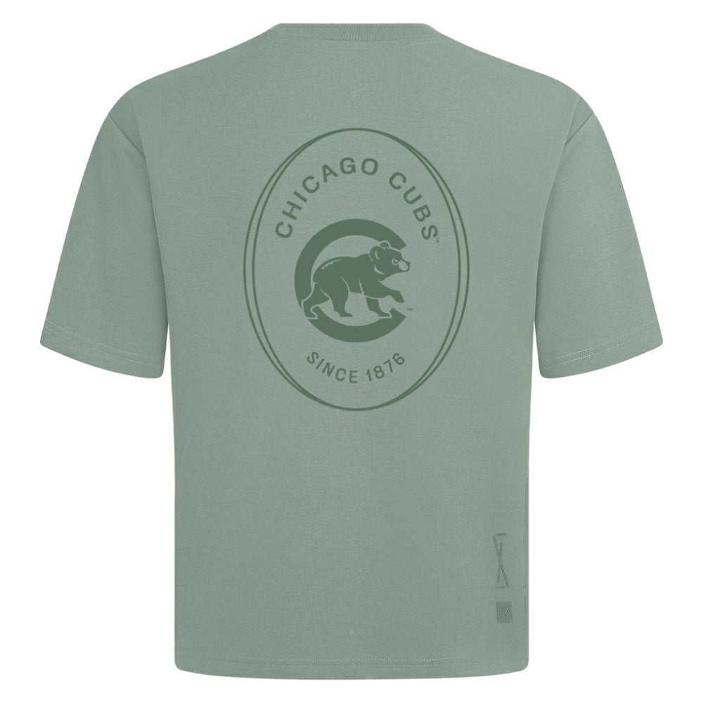 Chicago Cubs Levelwear Signet Oversized Luxe Signature Knit T-Shirt - Green - MLB Sale