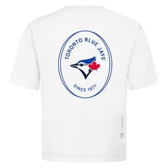 Toronto Blue Jays Levelwear Signet Oversized Luxe Signature Knit T-Shirt - White - MLB Lifestyle