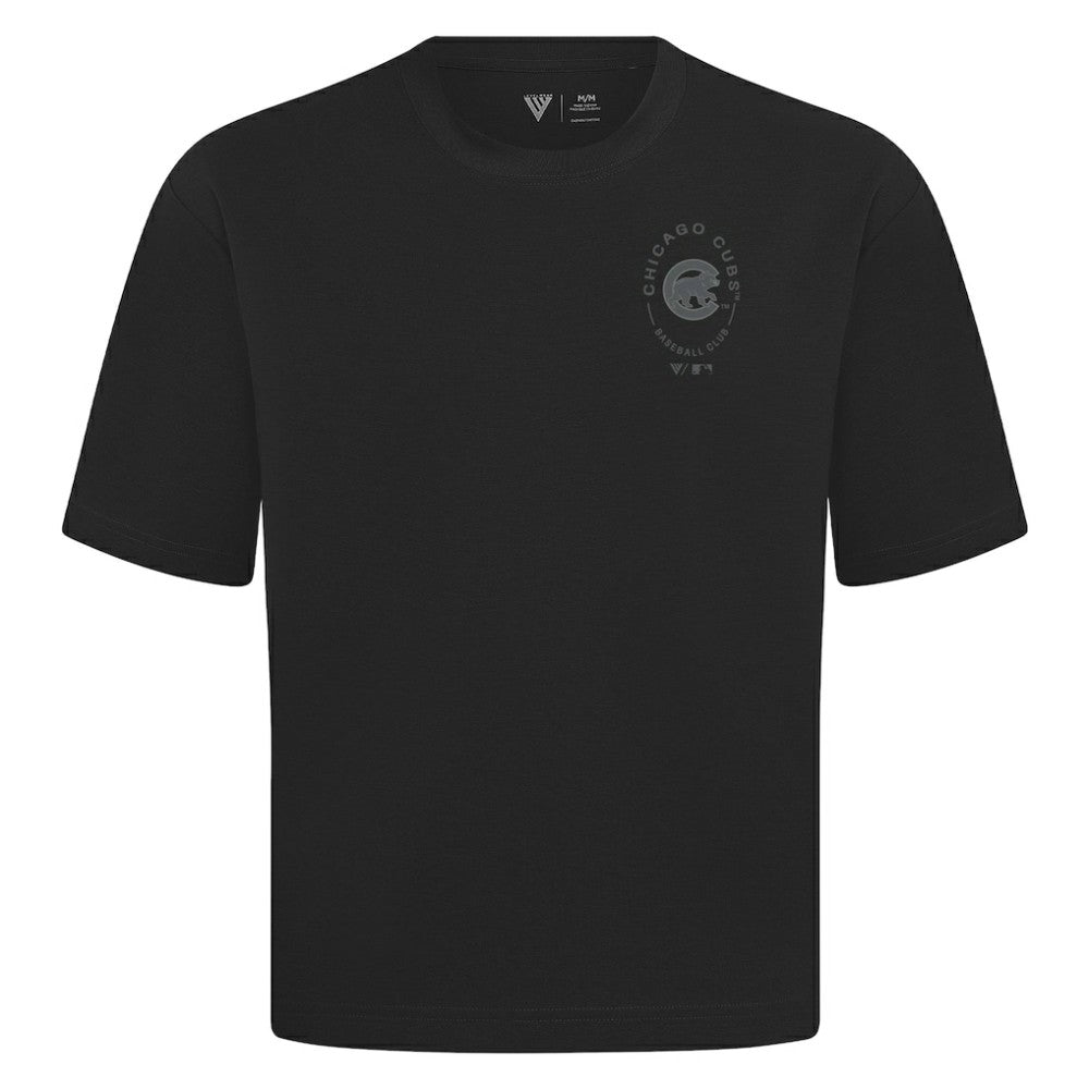 Chicago Cubs Levelwear Signet Oversized Luxe Signature Knit T-Shirt - Black - MLB Discount