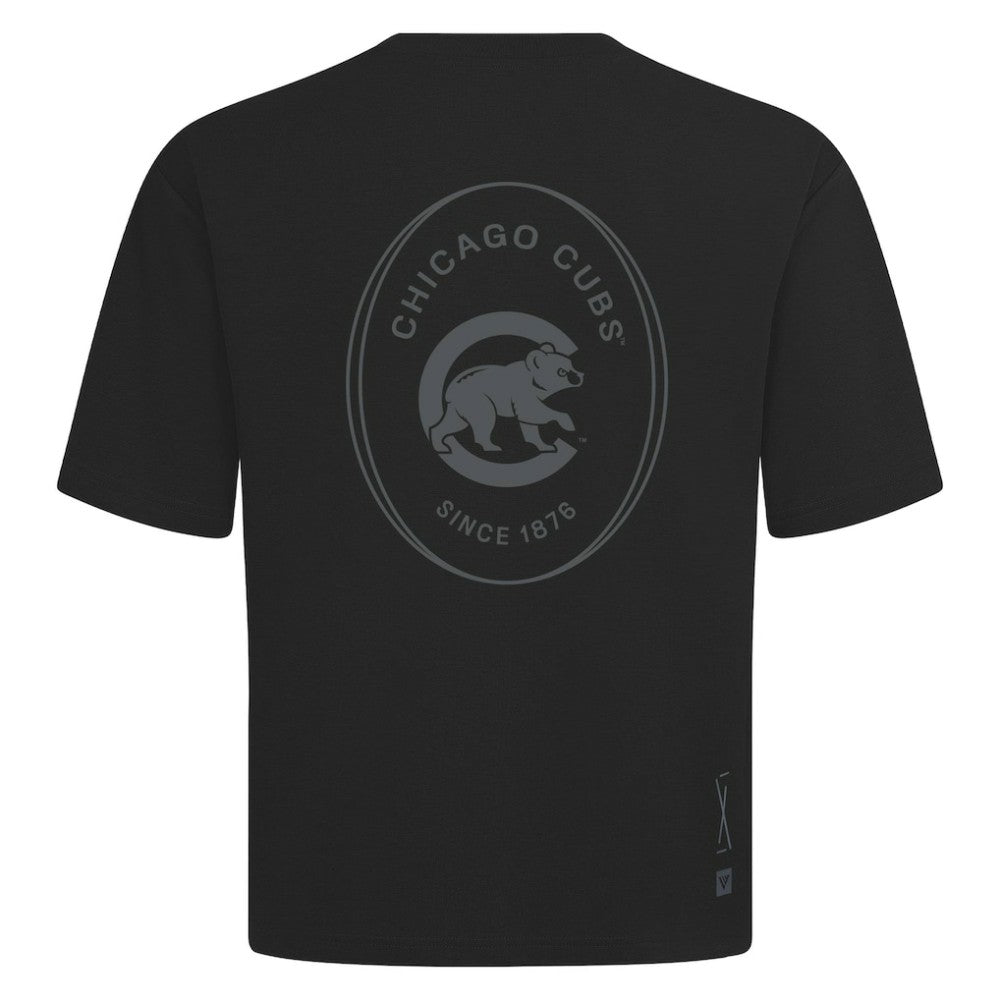Chicago Cubs Levelwear Signet Oversized Luxe Signature Knit T-Shirt - Black - MLB Discount