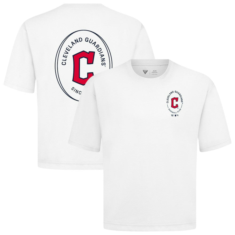 Cleveland Guardians Levelwear Signet Oversized Luxe Signature Knit T-Shirt - White - MLB on Sale