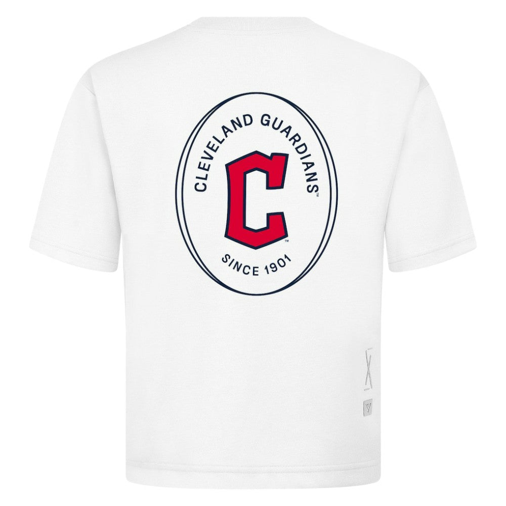 Cleveland Guardians Levelwear Signet Oversized Luxe Signature Knit T-Shirt - White - MLB on Sale