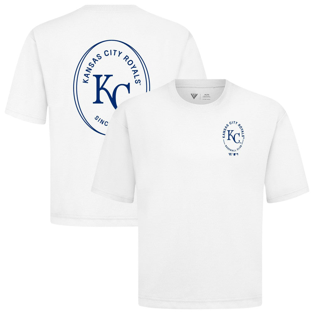 Kansas City Royals Levelwear Signet Oversized Luxe Signature Knit T-Shirt - White - MLB Lifestyle