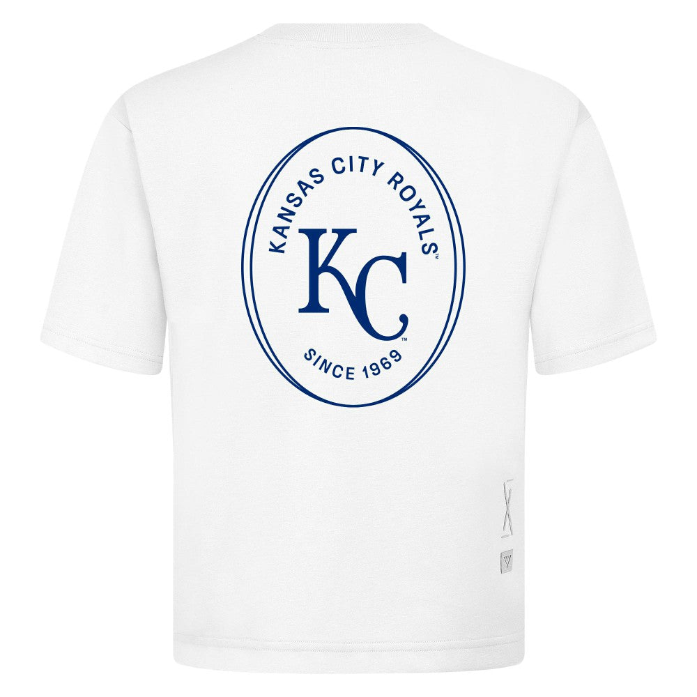 Kansas City Royals Levelwear Signet Oversized Luxe Signature Knit T-Shirt - White - MLB Lifestyle