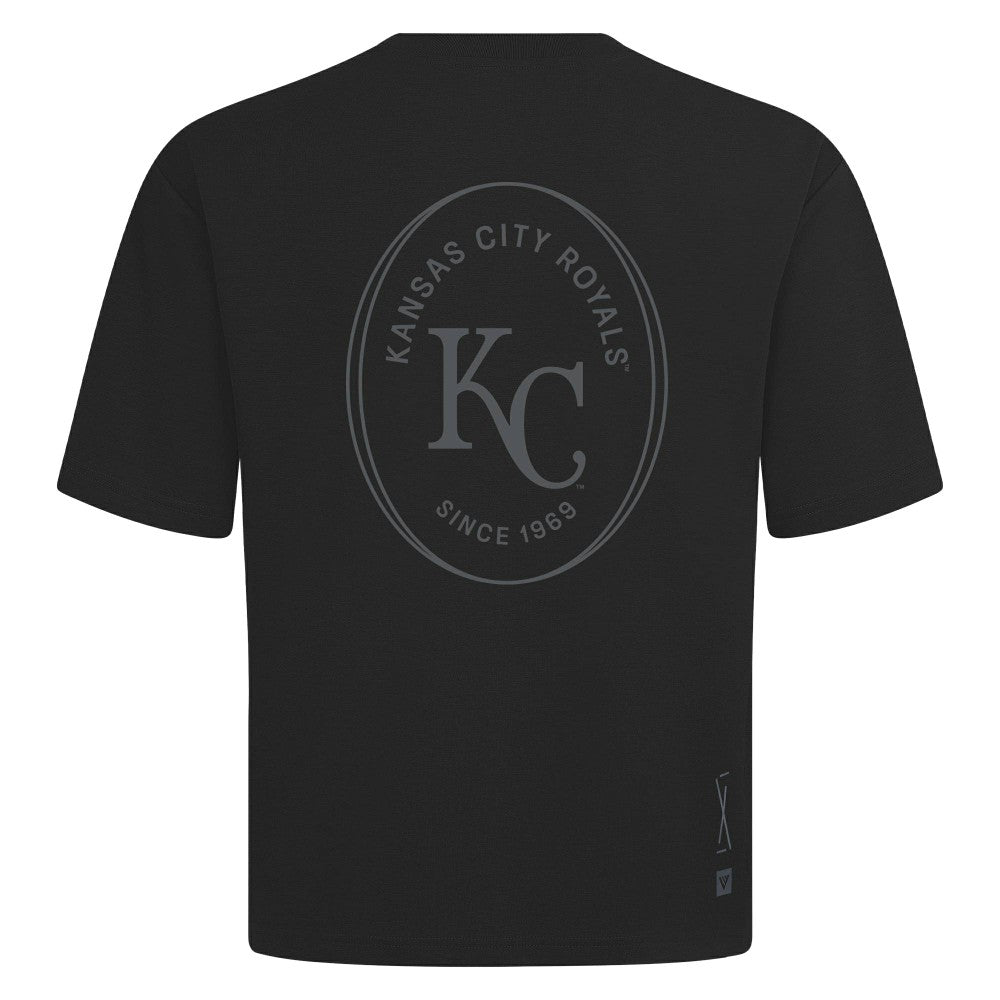 Kansas City Royals Levelwear Signet Oversized Luxe Signature Knit T-Shirt - Black - MLB on Sale