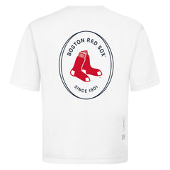 Boston Red Sox Levelwear Signet Oversized Luxe Signature Knit T-Shirt - White - MLB Lifestyle