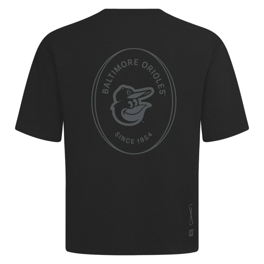 Baltimore Orioles Levelwear Signet Oversized Luxe Signature Knit T-Shirt - Black - MLB Discount