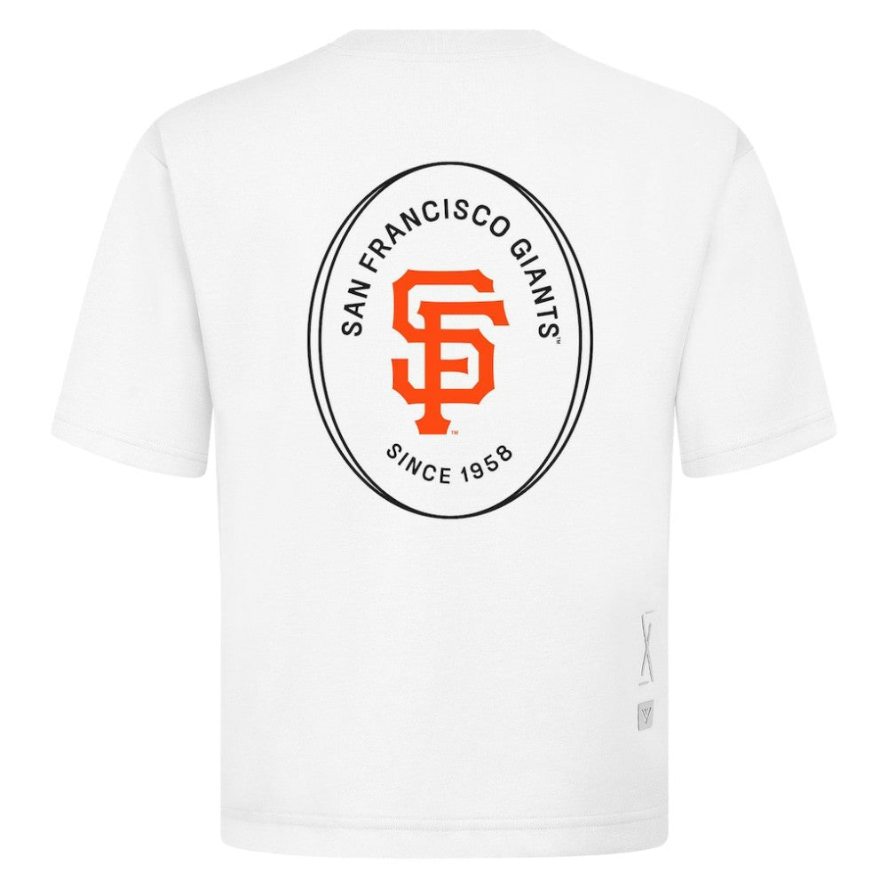 San Francisco Giants Levelwear Register Oversized Luxe Signature Knit T-Shirt - White - MLB on Sale
