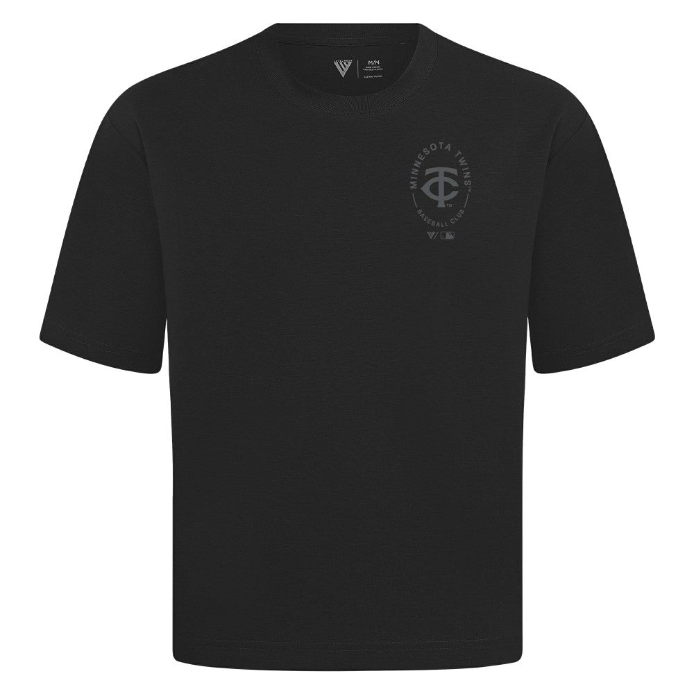 Minnesota Twins Levelwear Register Oversized Luxe Signature Knit T-Shirt - Black - MLB on Sale