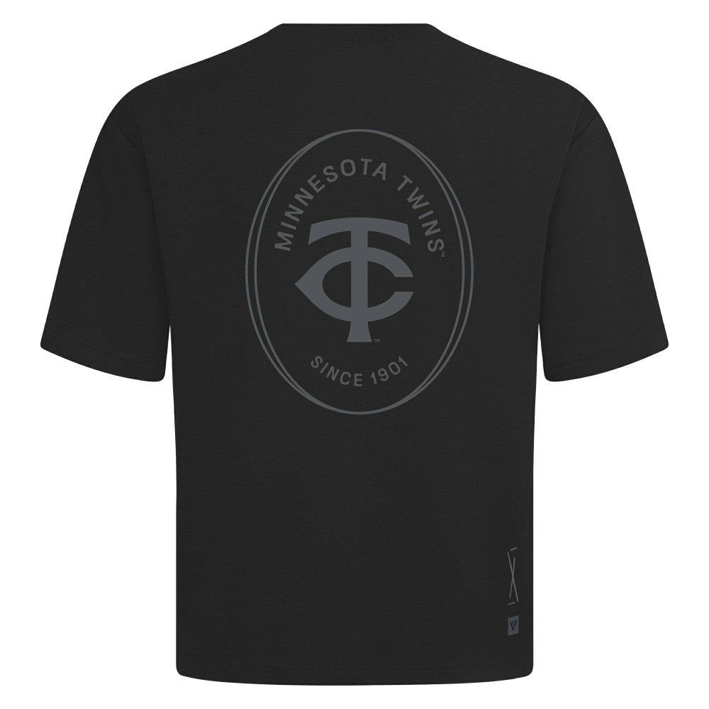 Minnesota Twins Levelwear Register Oversized Luxe Signature Knit T-Shirt - Black - MLB on Sale