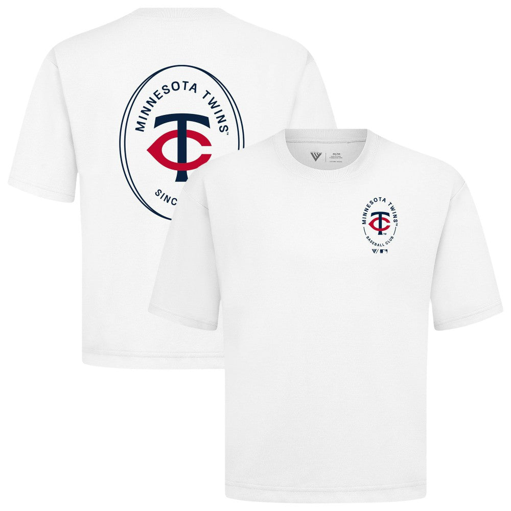 Minnesota Twins Levelwear Register Oversized Luxe Signature Knit T-Shirt - White - MLB Discount