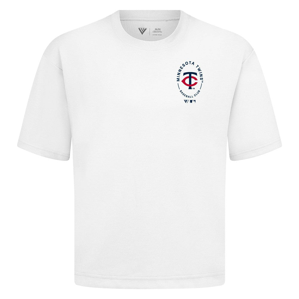 Minnesota Twins Levelwear Register Oversized Luxe Signature Knit T-Shirt - White - MLB Discount