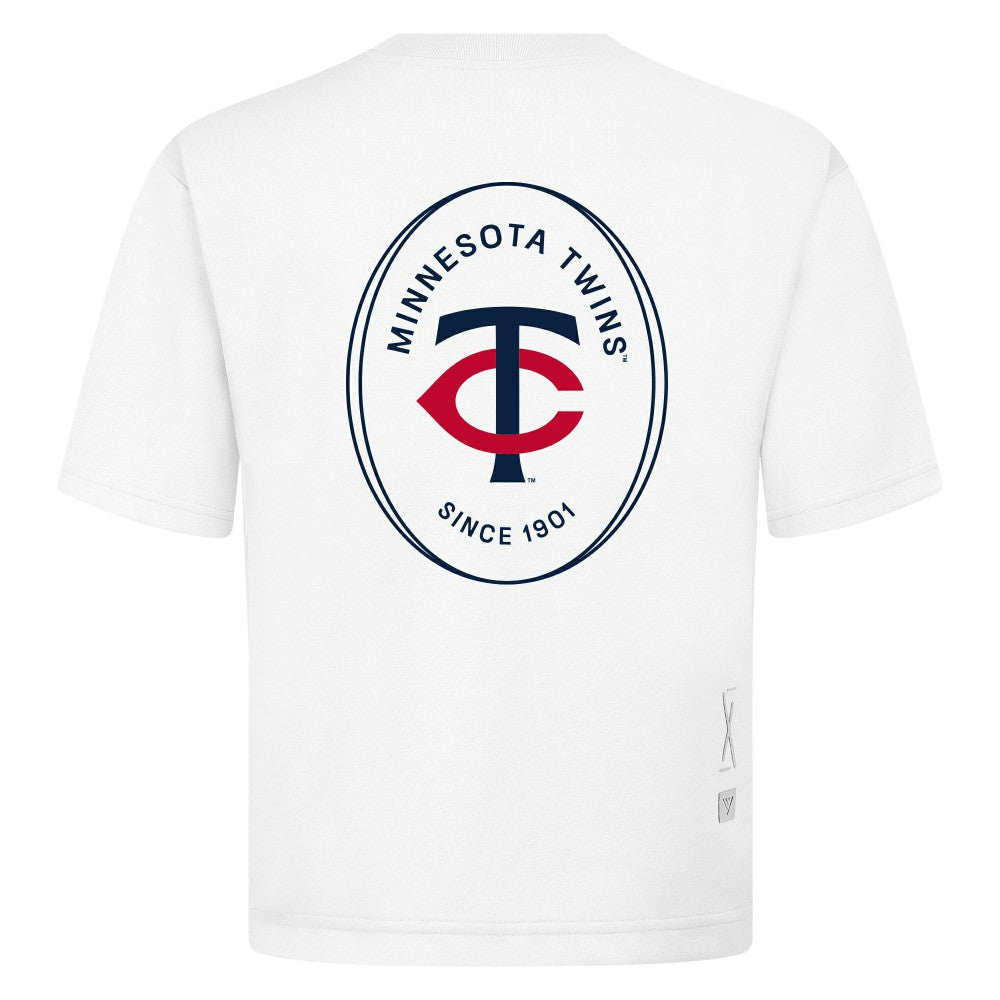 Minnesota Twins Levelwear Register Oversized Luxe Signature Knit T-Shirt - White - MLB Discount