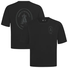 Los Angeles Angels Levelwear Register Oversized Luxe Signature Knit T-Shirt - Black - MLB on Sale