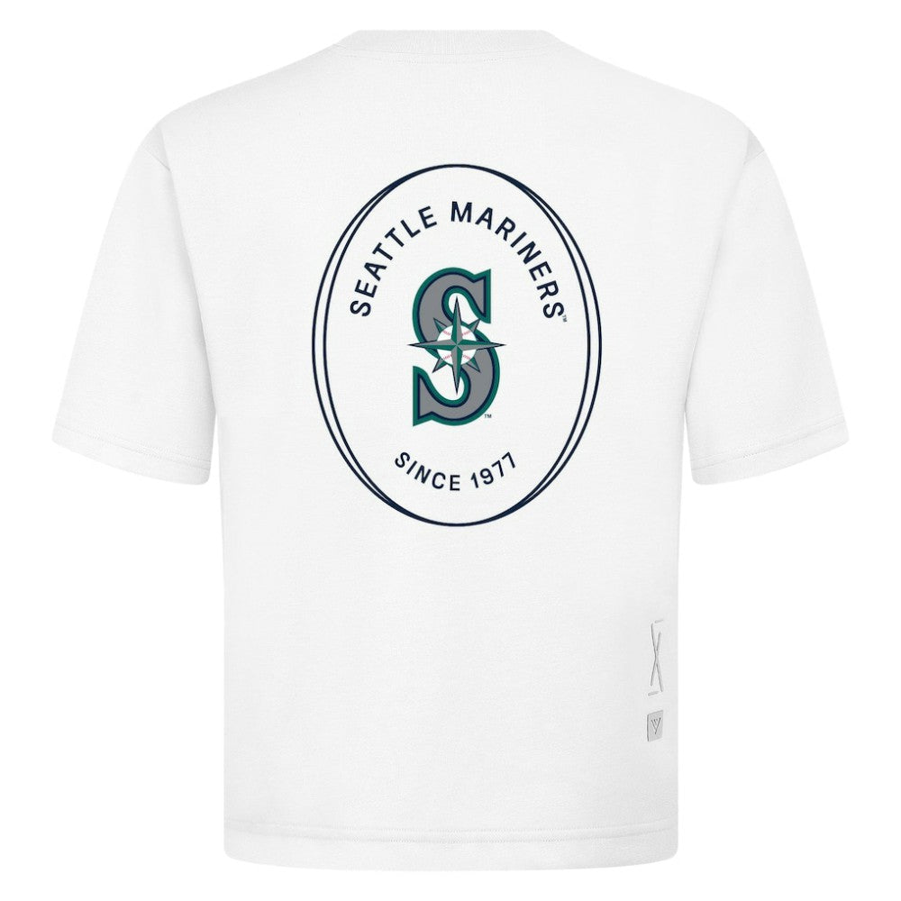 Seattle Mariners Levelwear Register Oversized Luxe Signature Knit T-Shirt - White - MLB Discount