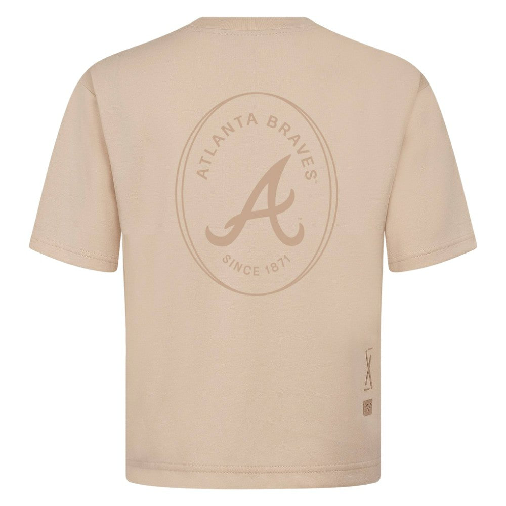 Atlanta Braves Levelwear Register Oversized Luxe Signature Knit T-Shirt - Khaki - MLB Online