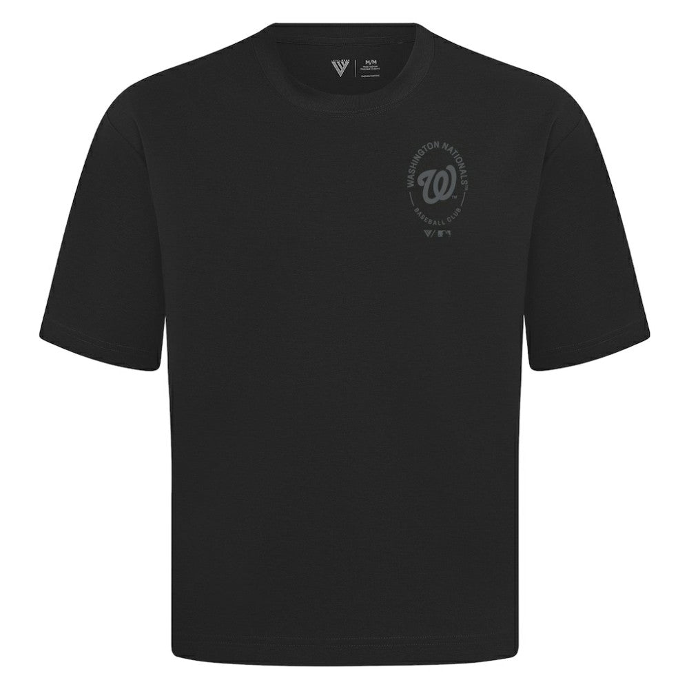 Washington Nationals Levelwear Register Oversized Luxe Signature Knit T-Shirt - Black - MLB Sale