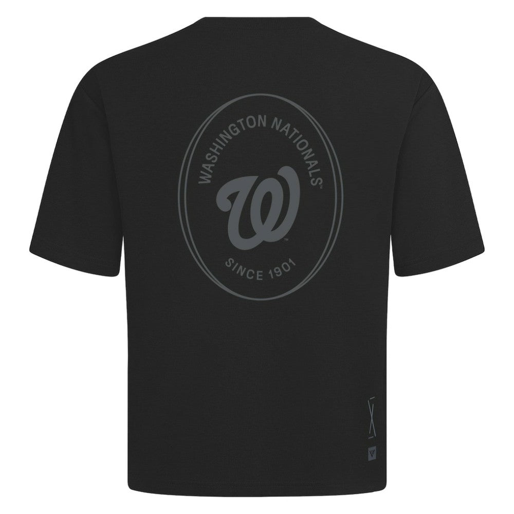 Washington Nationals Levelwear Register Oversized Luxe Signature Knit T-Shirt - Black - MLB Sale