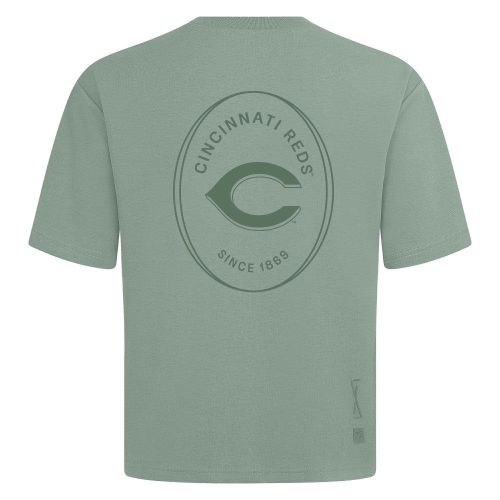 Cincinnati Reds Levelwear Register Oversized Luxe Signature Knit T-Shirt - Green - MLB Lifestyle