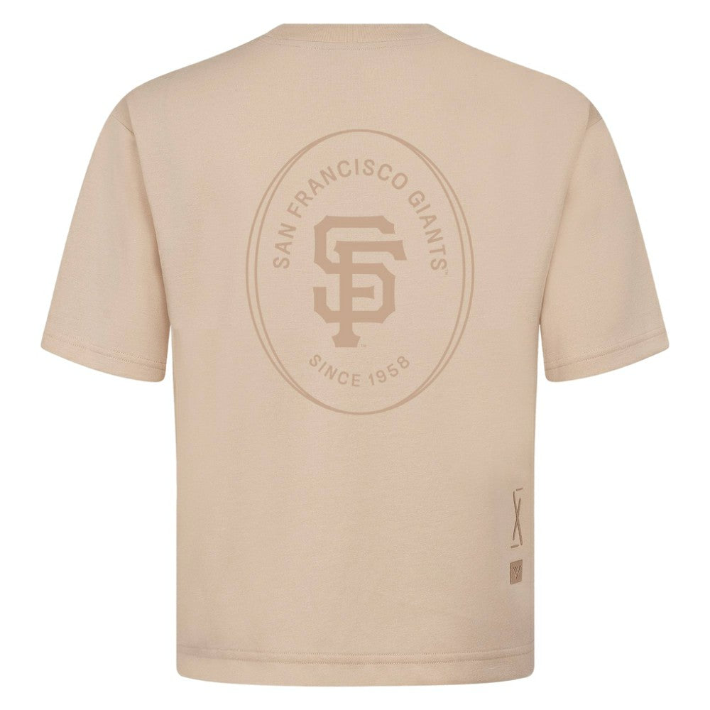 San Francisco Giants Levelwear Register Oversized Luxe Signature Knit T-Shirt - Khaki - MLB on Sale