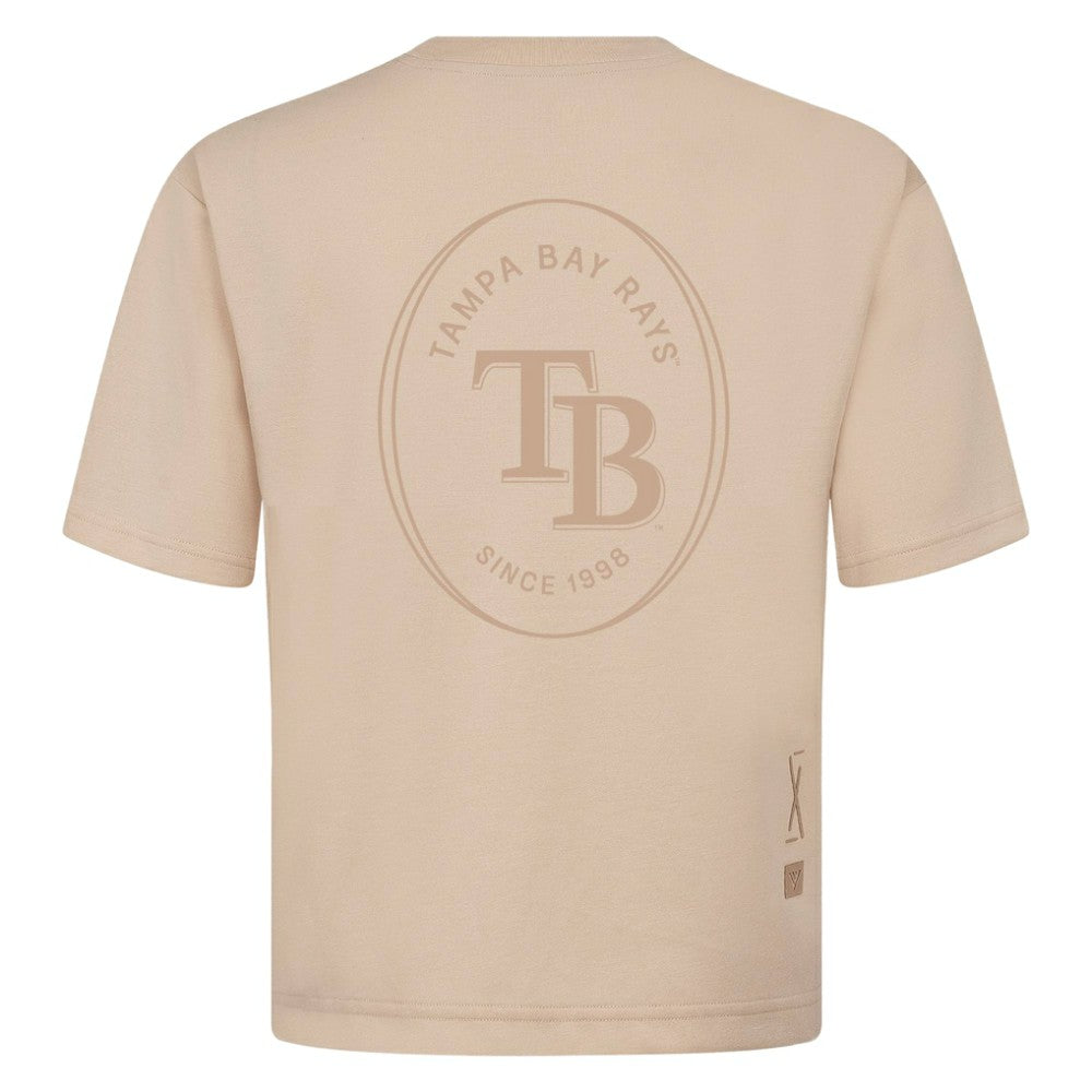 Tampa Bay Rays Levelwear Register Oversized Luxe Signature Knit T-Shirt - Khaki - MLB Lifestyle