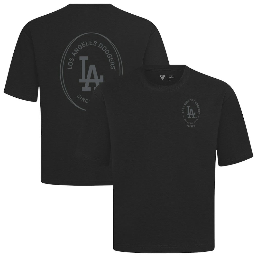 Los Angeles Dodgers Levelwear Register Oversized Luxe Signature Knit T-Shirt - Black - MLB on Sale