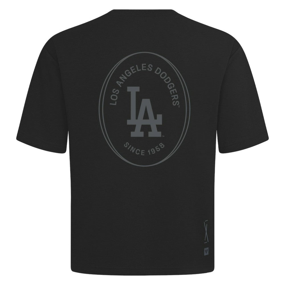 Los Angeles Dodgers Levelwear Register Oversized Luxe Signature Knit T-Shirt - Black - MLB on Sale