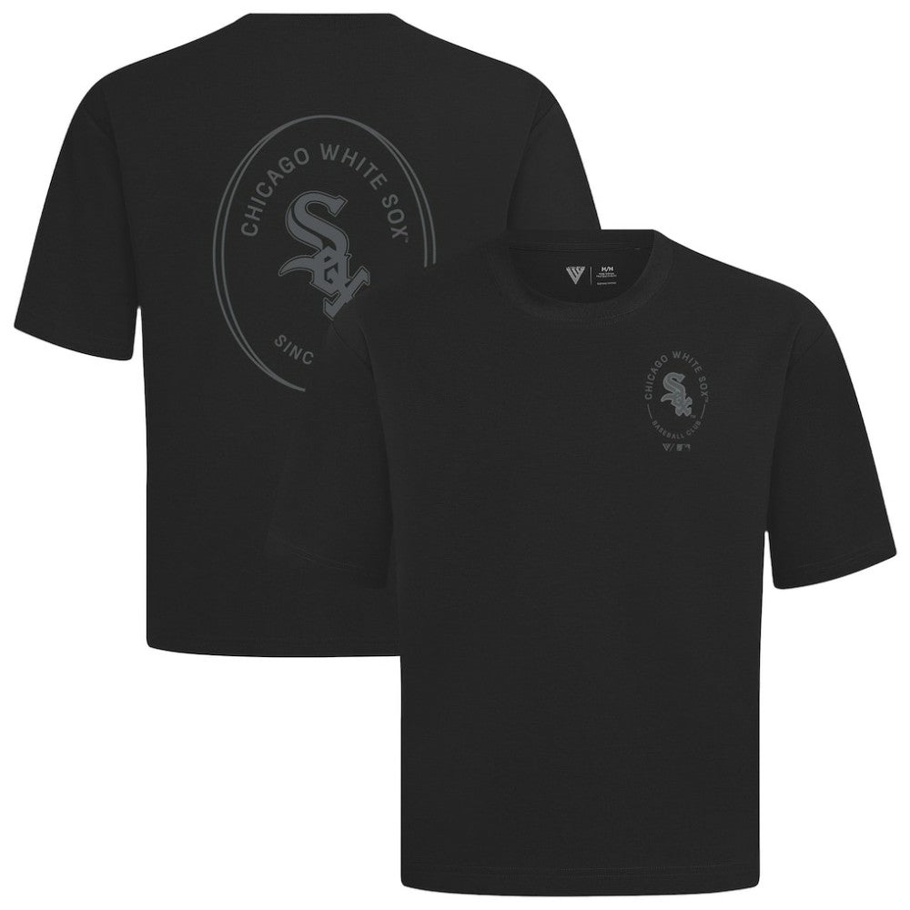 Chicago White Sox Levelwear Register Oversized Luxe Signature Knit T-Shirt - Black - MLB Lifestyle