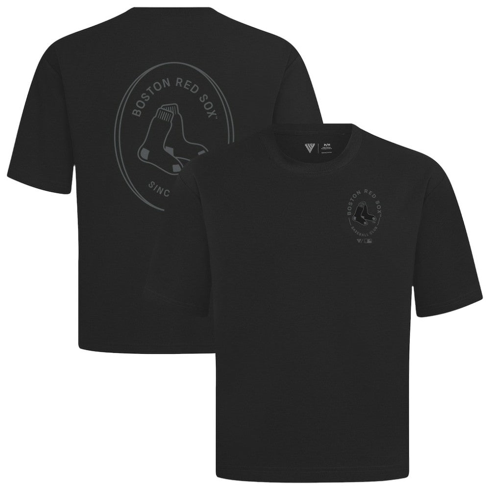 Boston Red Sox Levelwear Register Oversized Luxe Signature Knit T-Shirt - Black - MLB Lifestyle