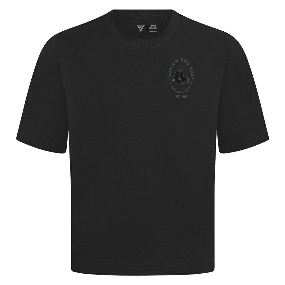 Boston Red Sox Levelwear Register Oversized Luxe Signature Knit T-Shirt - Black - MLB Lifestyle