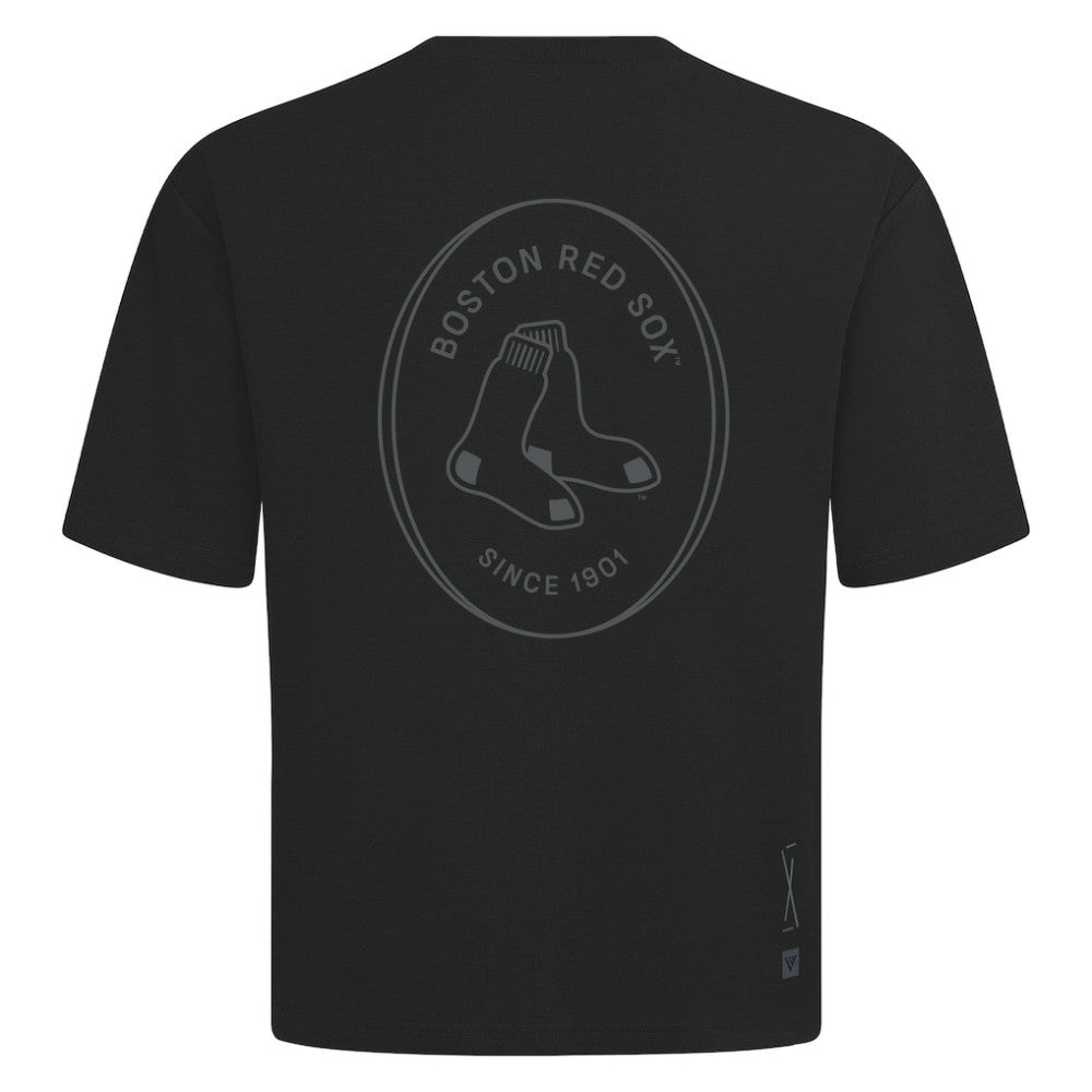 Boston Red Sox Levelwear Register Oversized Luxe Signature Knit T-Shirt - Black - MLB Lifestyle
