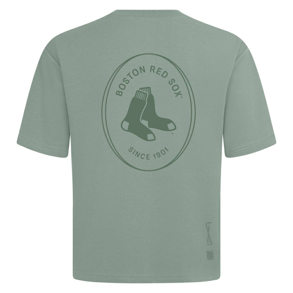 Boston Red Sox Levelwear Register Oversized Luxe Signature Knit T-Shirt - Green - MLB Online