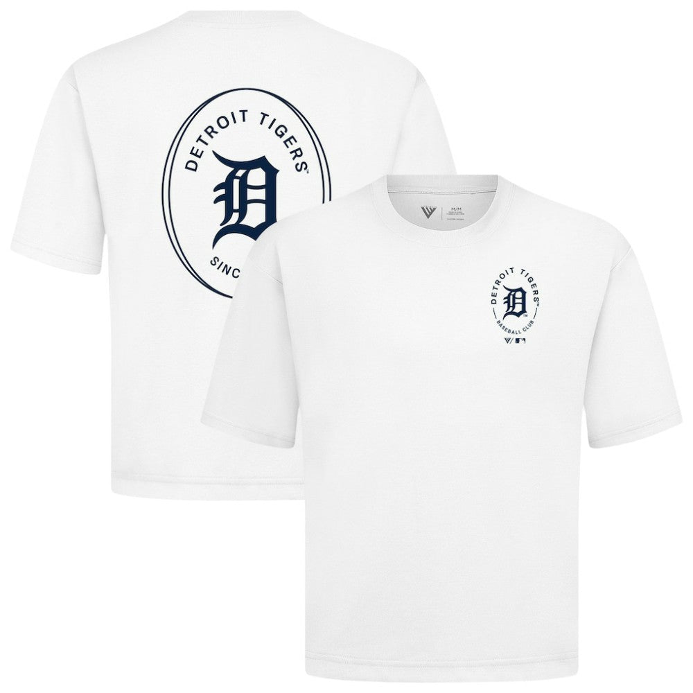 Detroit Tigers Levelwear Register Oversized Luxe Signature Knit T-Shirt - White - MLB Discount