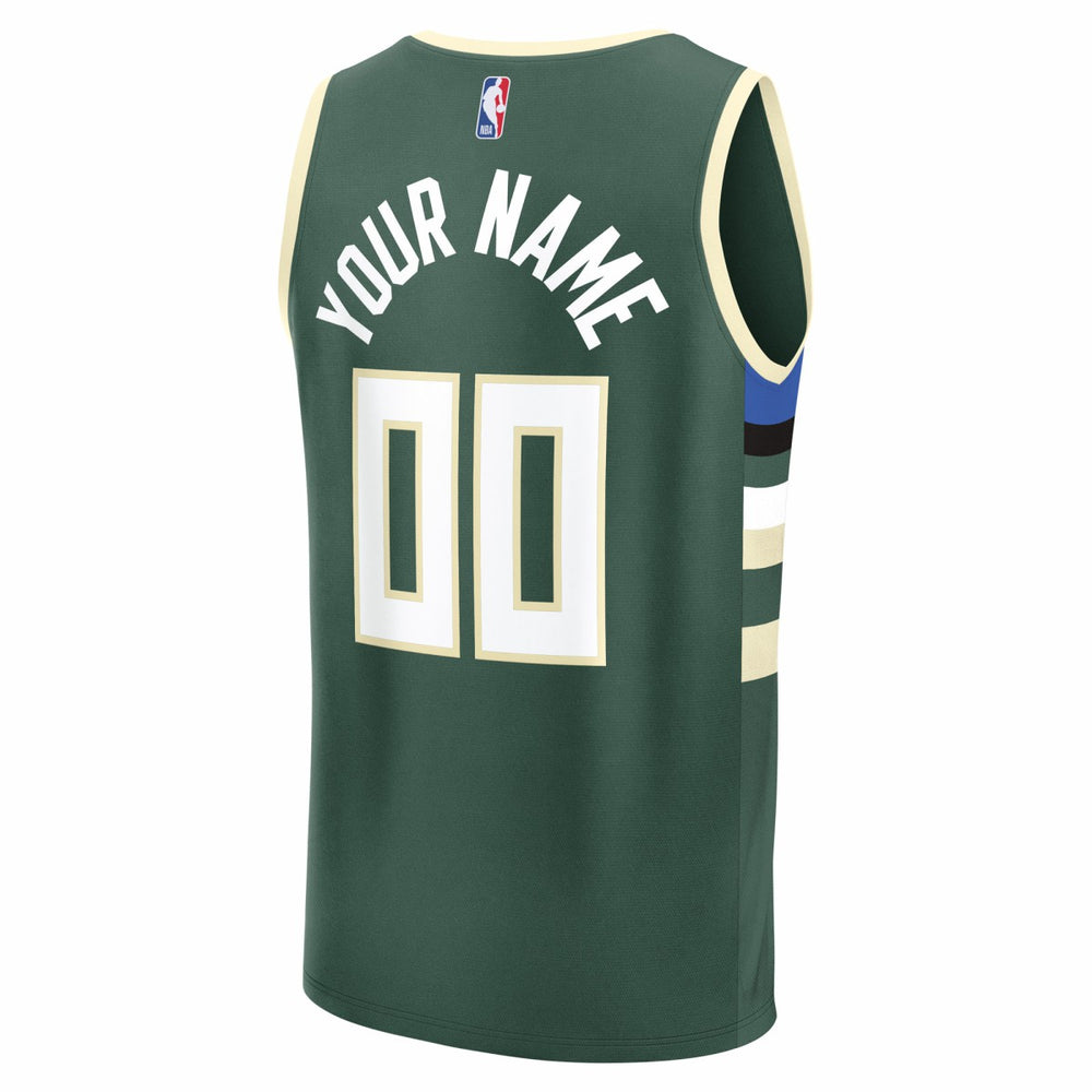 Milwaukee Bucks Youth Fast Break Custom Replica Jersey Green Icon Edition | Fanatics for sale