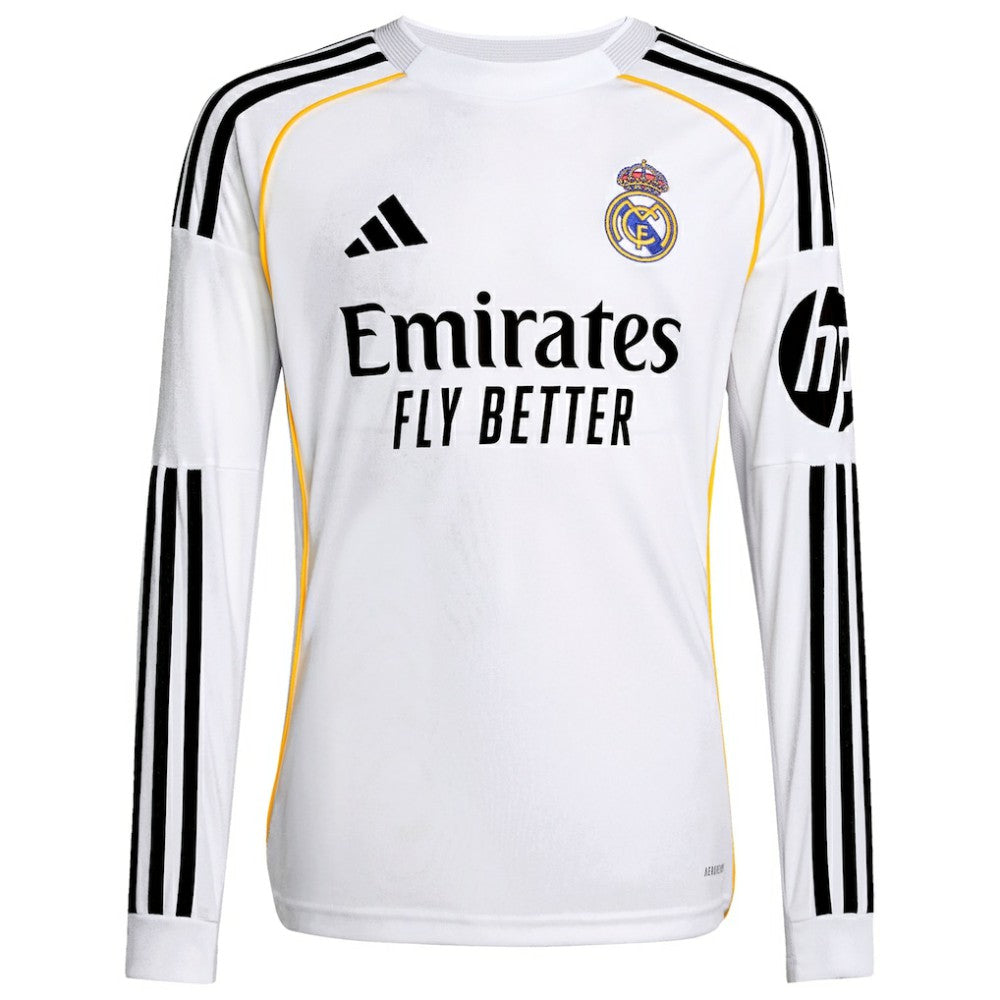 Real Madrid Youth 2025/26 Home Replica Long Sleeve Jersey White - Adidas