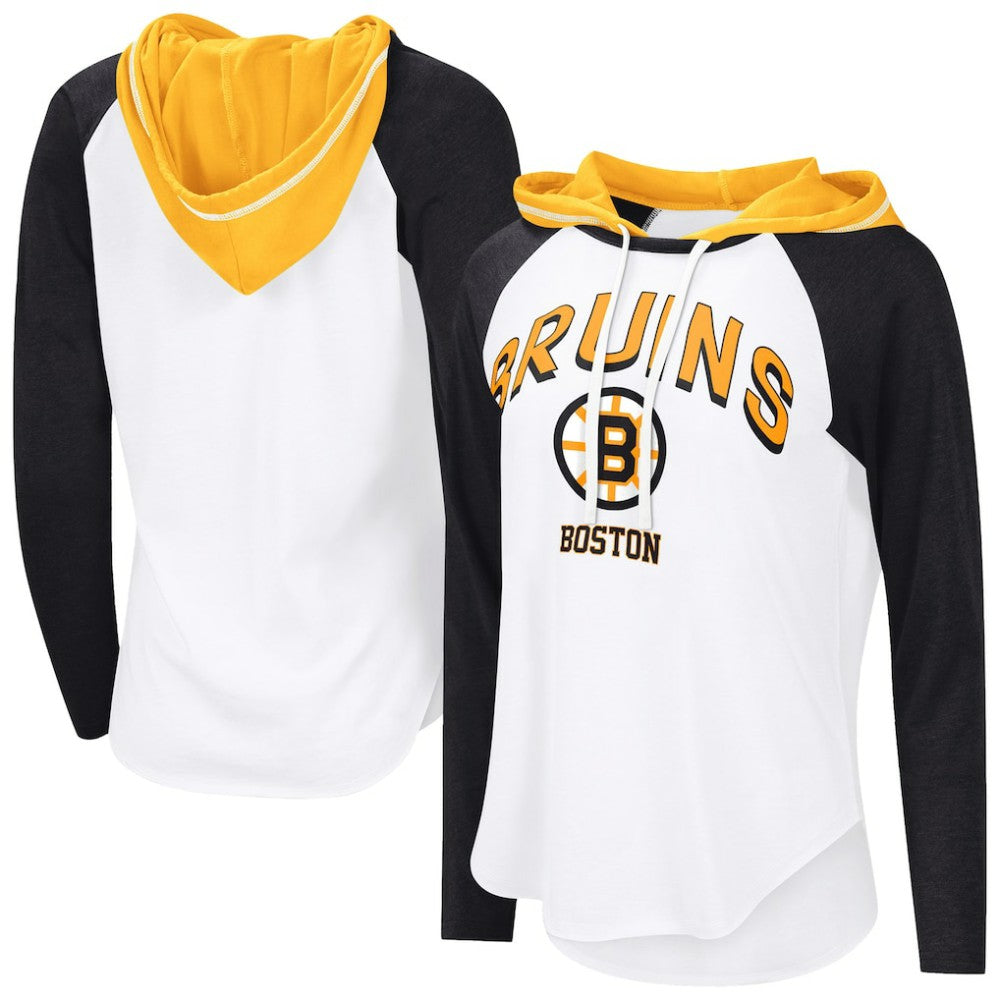 Boston Bruins G-III 4Her by Carl Banks Women's MVP Hooded Long-Sleeve T-Shirt - White - NHL 203109360