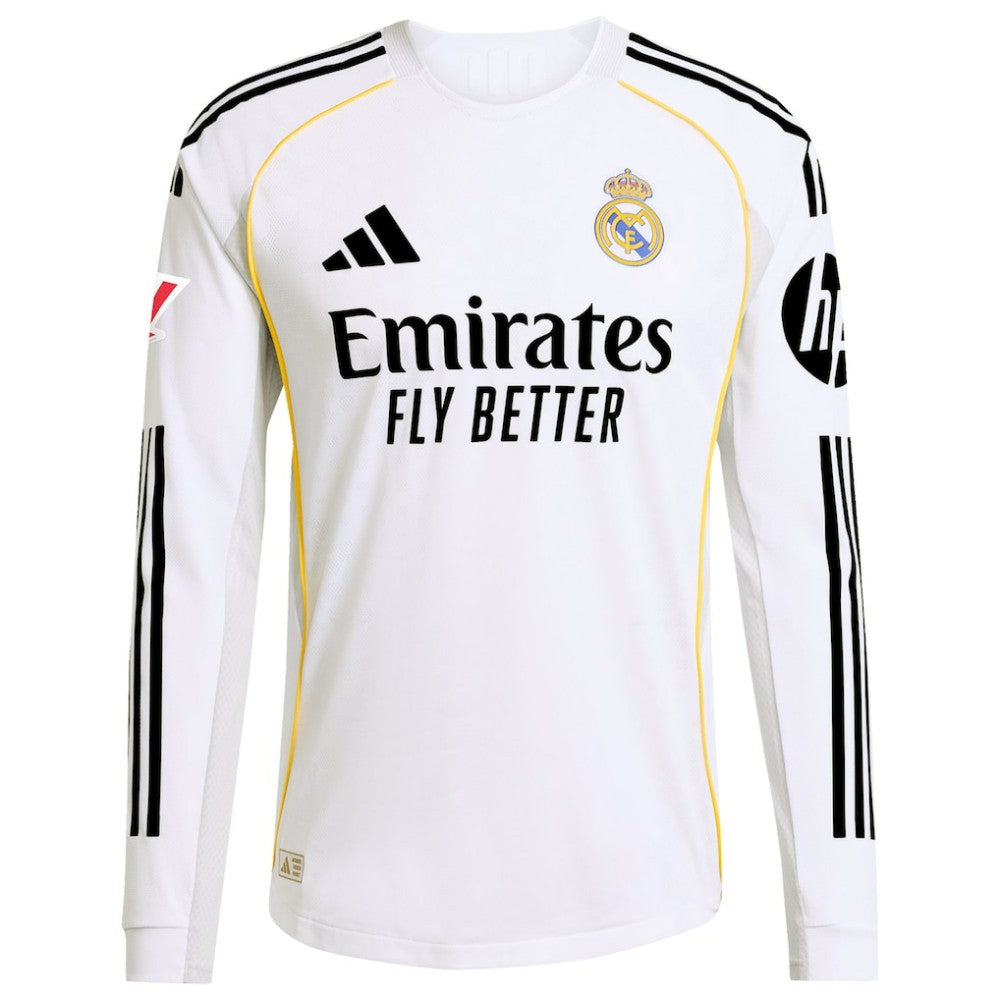 Real Madrid 2025/26 Home Long Sleeve Custom Jersey White - Adidas Discount