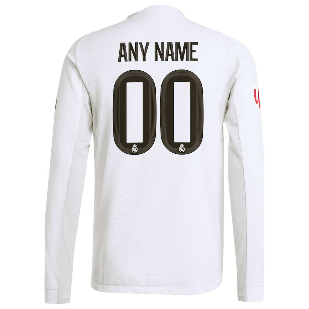 Real Madrid 2025/26 Home Long Sleeve Custom Jersey White - Adidas Discount