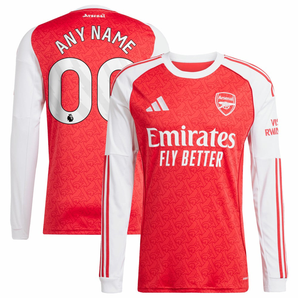 Arsenal 2025/26 Home Replica Long Sleeve Custom Jersey Red - Adidas
