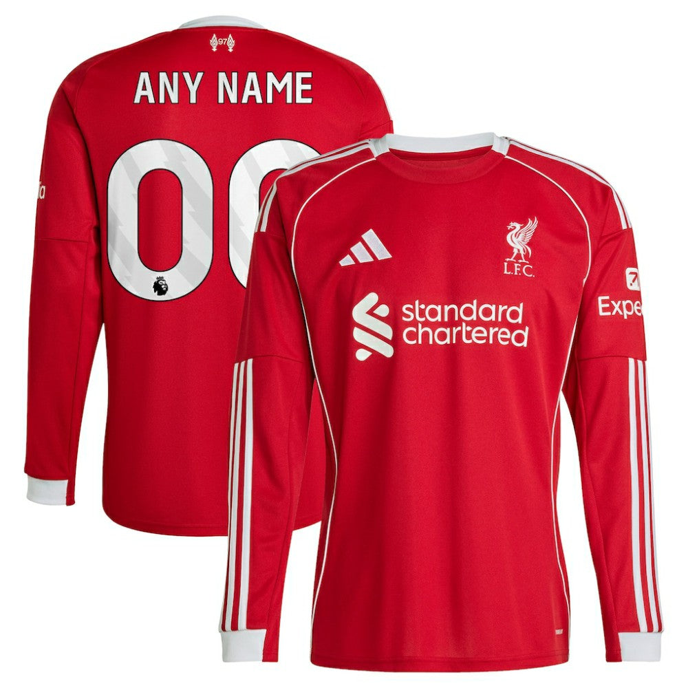 Liverpool 2025/26 Home Custom Replica Long Sleeve Jersey Red - Adidas sale