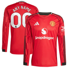 Manchester United Home 2025/26 Custom Replica Long Sleeve Jersey Red - Adidas