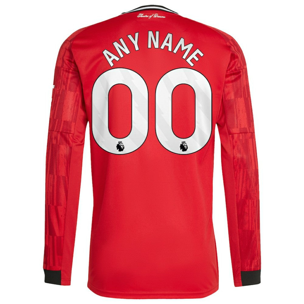 Manchester United Home 2025/26 Custom Replica Long Sleeve Jersey Red - Adidas
